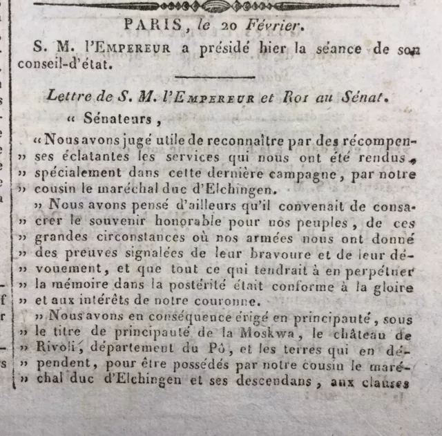 Journal de Rouen 1813 Castle Of Rivoli Italy Moskva Cadiz Wellington Spain 2