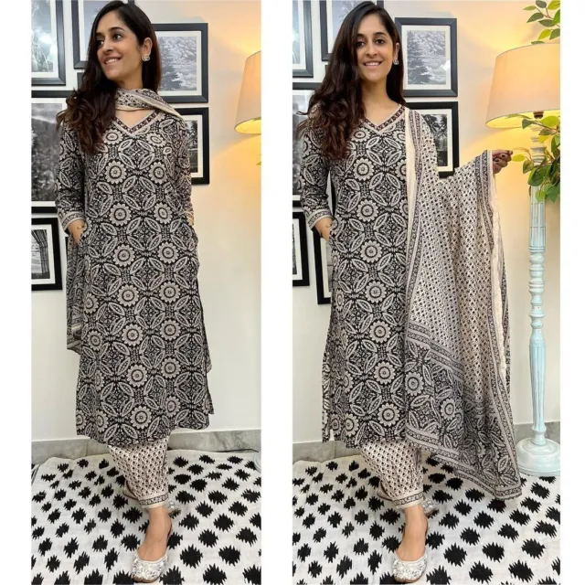 Designer Tunic Kurti Salwar Kameez Women's Anarkali Kurta Pant and Dupatta Sets
