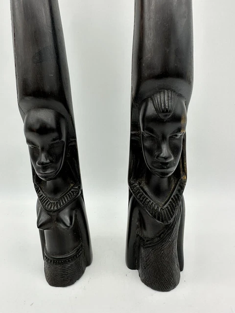 African Matching Pair Male And Female 15" Ebony Wood Carvings African Matching Pair Male And Female 15" Ebony Wood Carvings