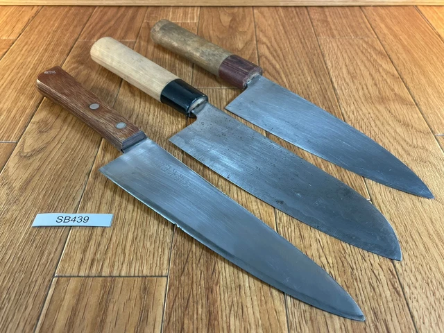 Japanese Chef's Kitchen Knife Set 3 Piece GYUTO SANTOKU DEBA from Japan SB439