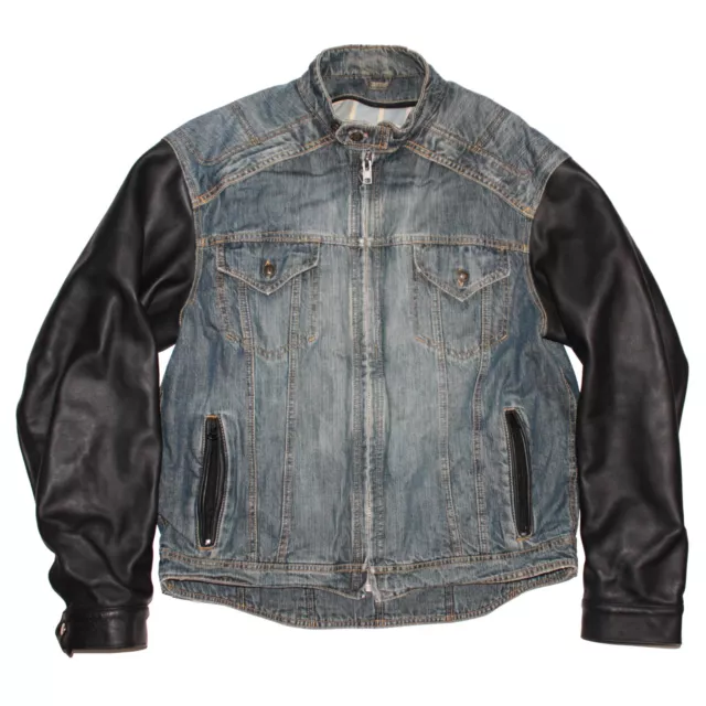 Icon Strongarm 2 Denim & Leather Motorcycle Jacket Men’s size XL NO ARMOUR