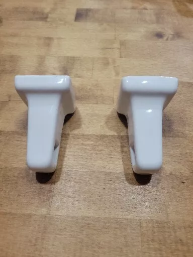 Vintage White Ceramic Towel Bar Rack Rod Post Holder Brackets Mid Century Modern