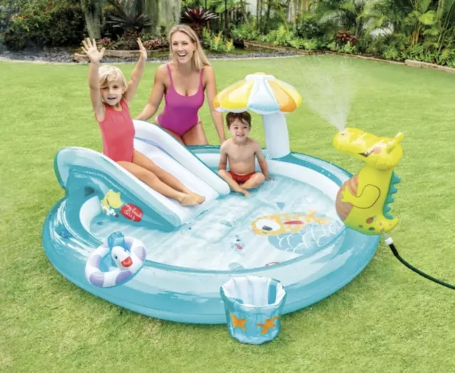 NEW INTEX KIDS Slide Pool 10ft 7 X 5ft 9” Gator Play Center FREE