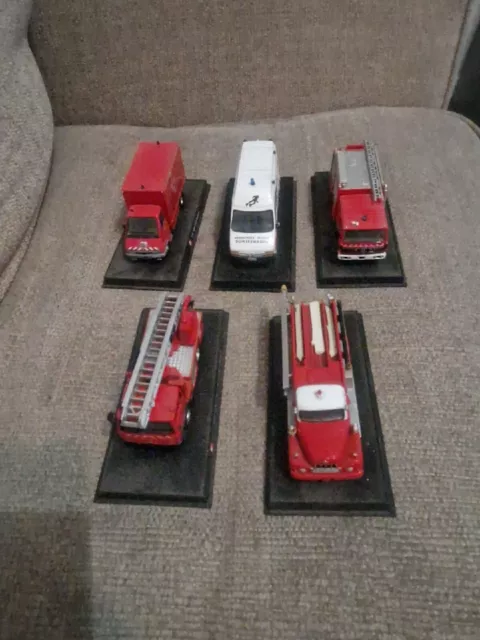 Job Lot of 5 Fire Engine Models - Del Prado
