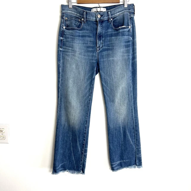 AYR The Bomb Pop Jeans Blue Denim Women's Size 31S Fray Raw Hem