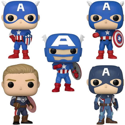 Captain America Through The Ages US Exclusive  Collectable Pop! Vinyl Figure 5Pk