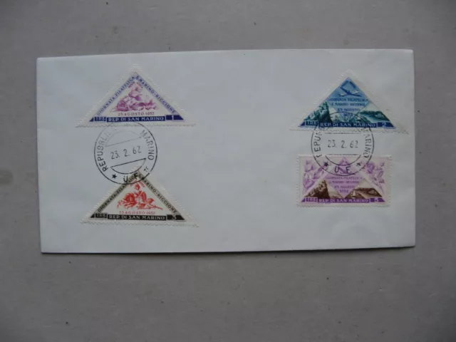 SAN MARINO, cover CTO 1962, flowers triangle stamps stampday