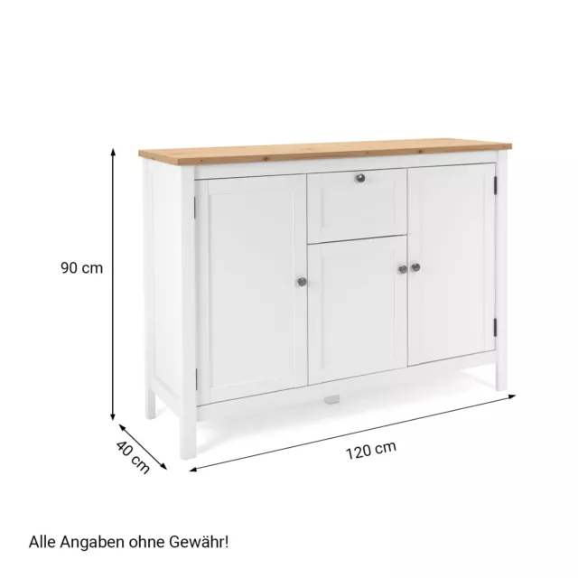 Kommode Weiß Holz mit Schubladen Sideboard Anrichte Mehrzweckschrank Homestyle4u 3