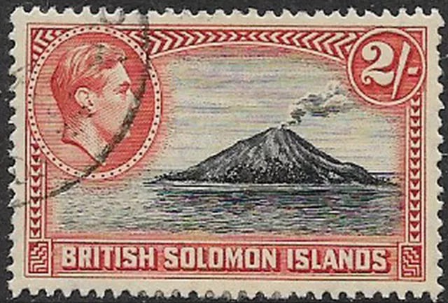 British Solomon Islands 1939 2/- sg 69 used Tinakula Volcano