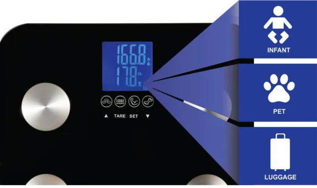 Total Body Bath Scale 40 lb 3 Touch-Sensitive Button Auto-Recognition Technology 2