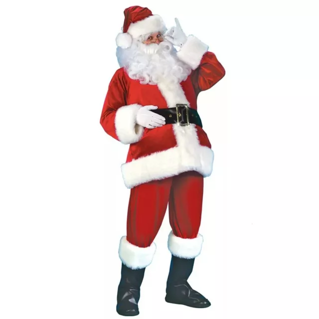 Santa Claus Cosplay Costume Clothes Christmas of Men Suit Uniform Set Accessory