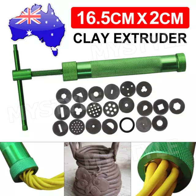 Polymer Clay Gun Extruder Sculpey Sculpting Tool w/ 20 Discs Cake Tool Craft N