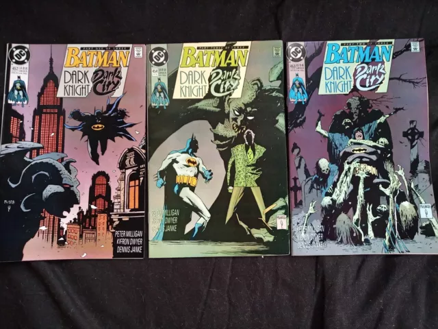 Batman 452 453 454 Dark Knight Dark City 1990 DC Mike Mignola Covers Comic Lot