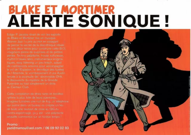 Document Publicitaire Blake Et Mortimer Pour Le Cd Alerte Sonique ! Neuf