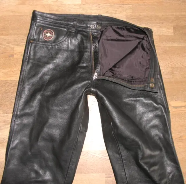 " Reusch " Uomo- Jeans IN Pelle / Moto - Pantaloni di Nero Circa W31 "/ L32