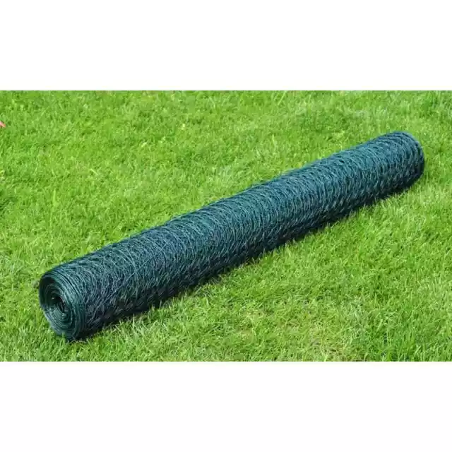 51119 Recinzione in Rete per Pollaio Rivestita in PVC 25x0,75 m Verde