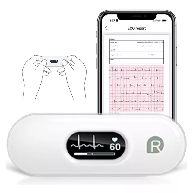 Portable ECG Machine Bluetooth Comapct Reliable Quick Results Detect Afib w/ APP