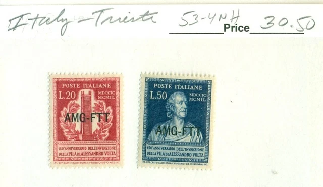 ITALY TRIESTE #53-4, Mint Never Hinged, Scott $30.50