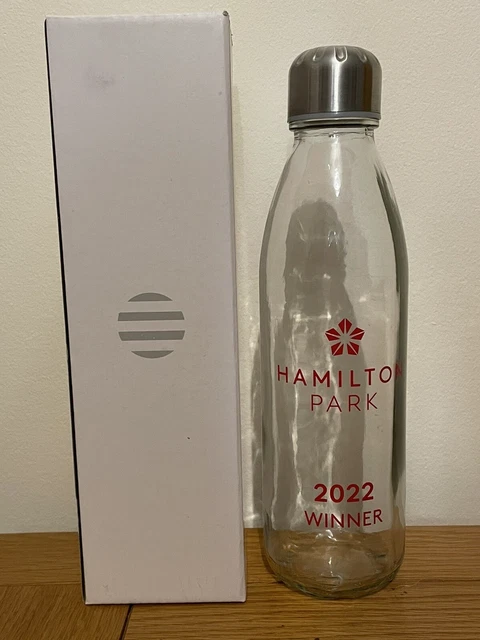 Hamilton Park 2022 Winner Horse racing Prize. Glass Water Bottle. New In Box. Hamilton Park 2022 Winner Horse racing Prize. Glass Water Bottle. New In Box.