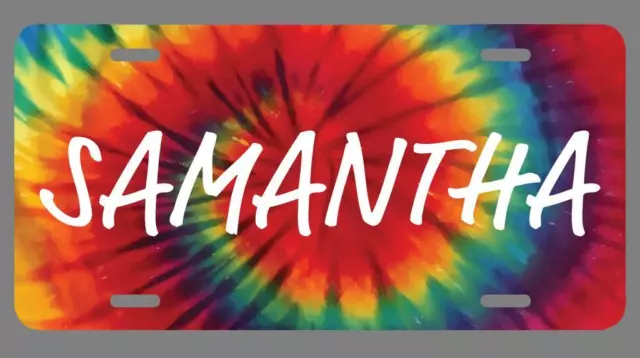 Samantha Name Tie Dye Style License Plate Tag Vanity Novelty Metal | UV Printed