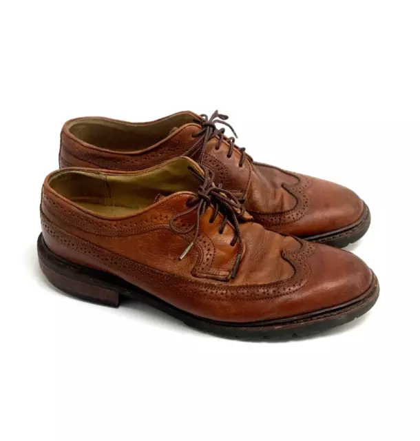 Frye James Wingtip Oxford Brown Leather Mens Size 9 Lace Up Dress Brogue Lug