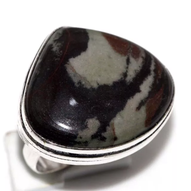 Picasso Jasper 925 Silver Plated Gemstone Ring US 8.5 Birthday Jewelry GW