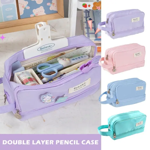Large Capacity Pencil Cases Three-layer Bag Student Teacher Pen Holder for Kid .