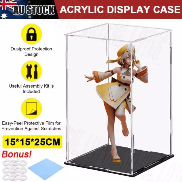 AU Clear Acrylic Display Box Case Perspex Protection Dustproof 15cm*15cm*25cm