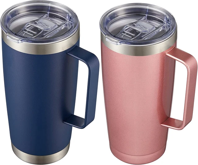 20 Oz Tumbler Bulk with Lid and Straw, Insulated Travel Coffee Mug with Handle,