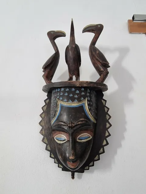 Wooden Mask Africa Bird Statue. Sculpture Wooden Mask Africa