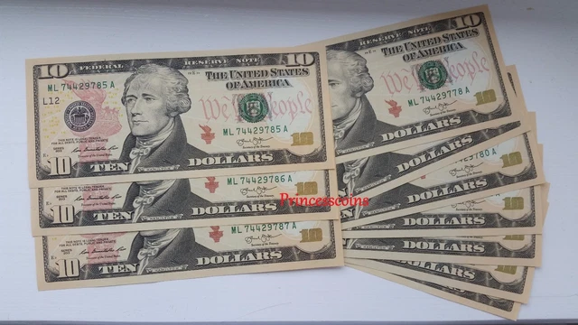 Uncirculated Us Dollar*Series Of $10 Ten Dollar Bill Unc Banknote