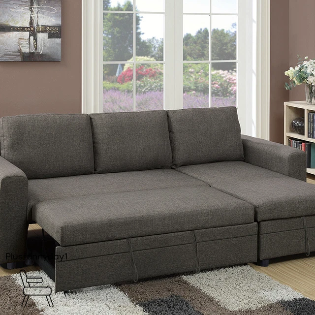 LSHAPED SECTIONAL SOFA Bed PullOut Sleeper Couch w/Storage Chaise