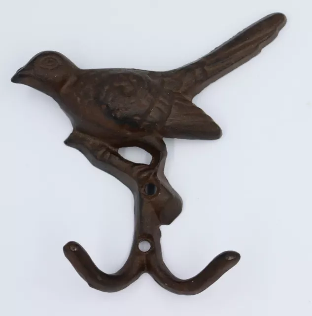 Bird Hook Rustic Cast Iron Double Hook Decorative Wall Mounted