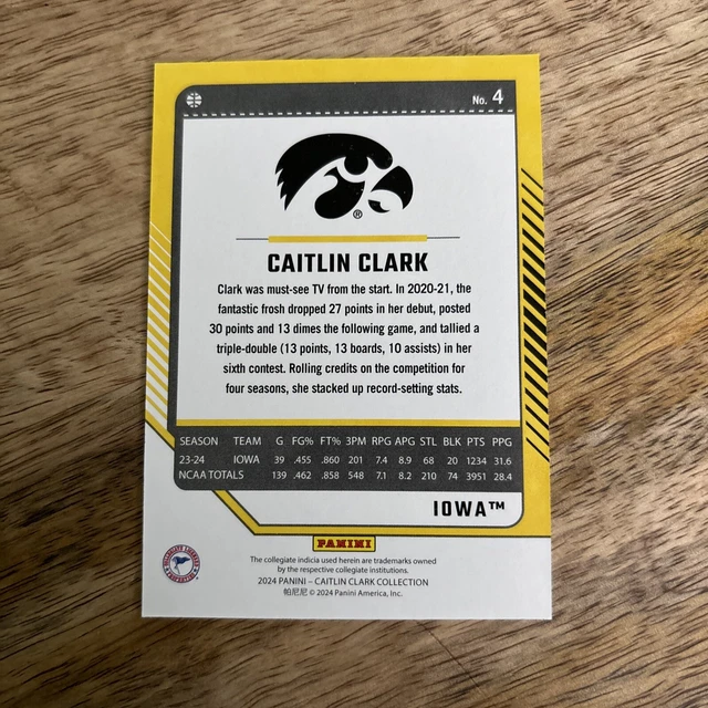 COLECCIÓN CAITLIN CLARK 2024 Panini Caitlin Clark 4 Donruss Iowa PWE