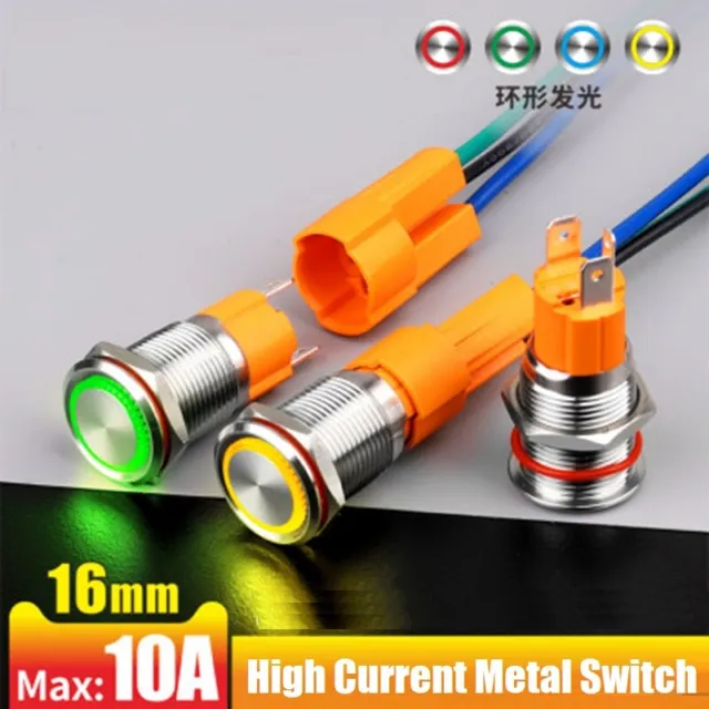 16mm LED light High current 10A high-power latching momentary push button switch