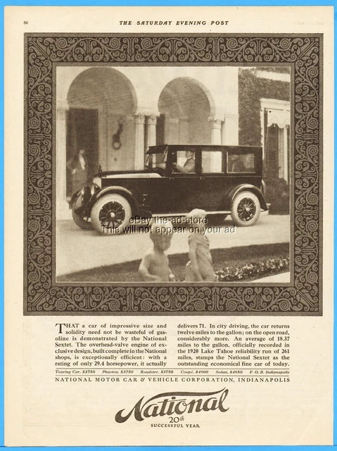 1920 National Motor Car & Vehicle Corp Indianapolis Indiana closed automobile ad