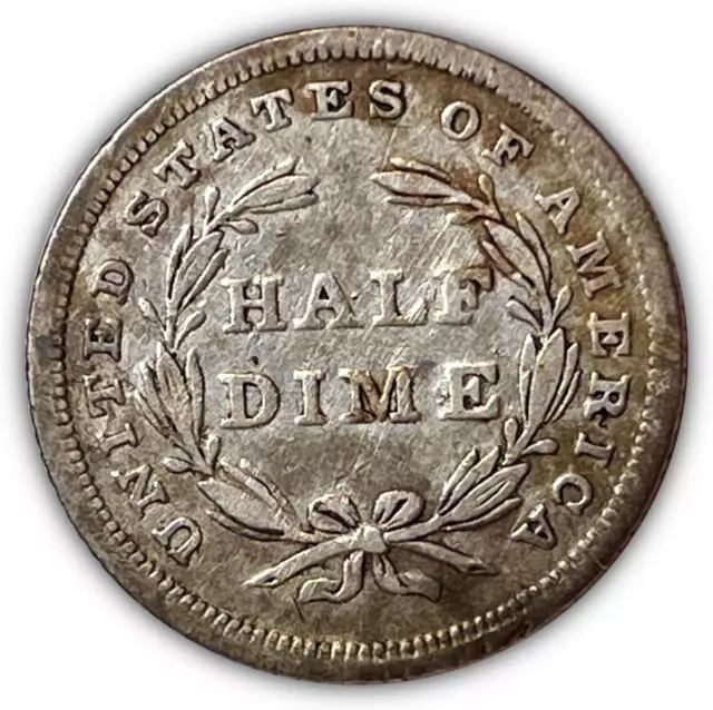 1837 Small Date Seated Liberty Half Dime Decent VF+/XF Coin, Hairlines #5584 2