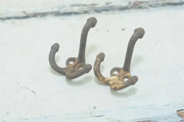 2 . Triple Hook Vintage Acorn Tip Cast Iron Hat / Coat Hooks Heavy Duty #1