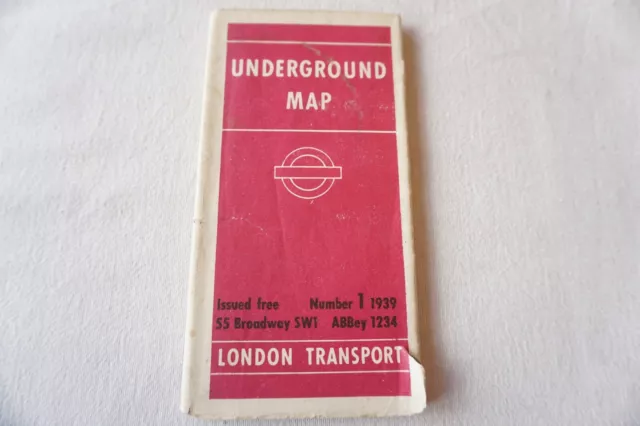 1939 Number 1 Underground Railway Tube Map London Transport Beck ?