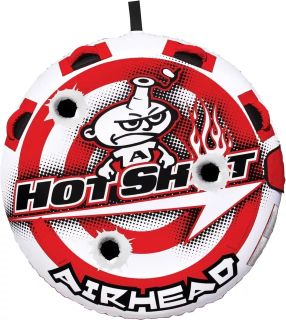 Airhead Hot Shot Towable 1-2 Rider Tube for Boating Single Rider, Red/White