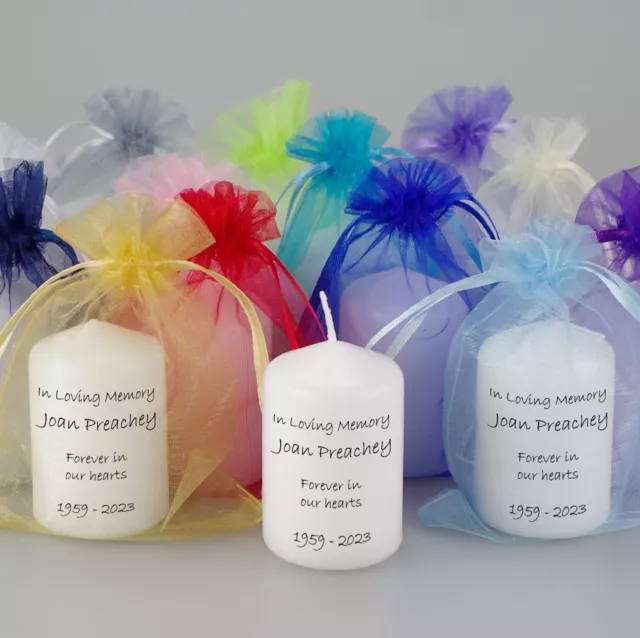 10 x Personalised Memorial Remembrance Funeral Candles "Forever in our Hearts"