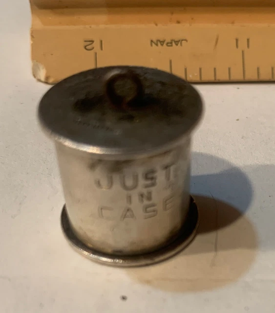 Antique Sterling Silver “Just In Case” Pill Box Holder Pendant Solid Silver Case