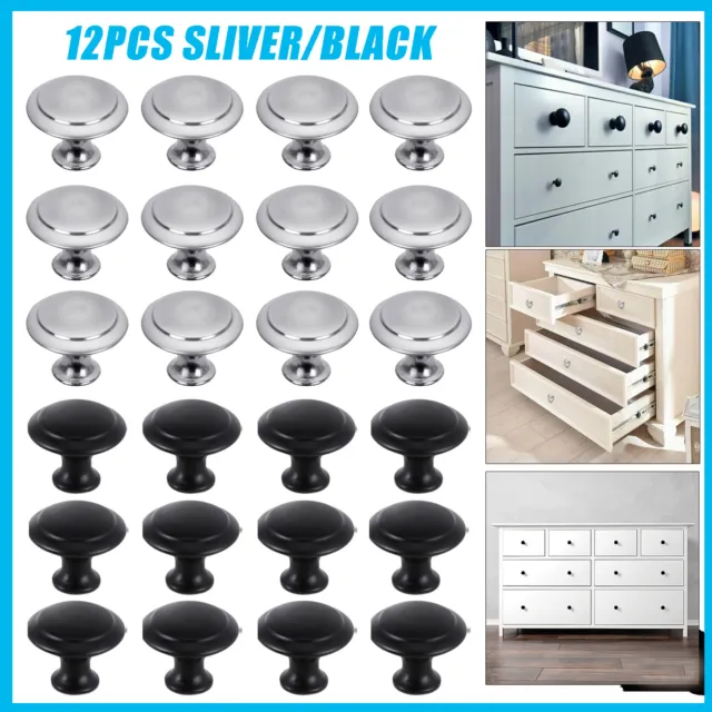 12 PCS Stainless Steel Door Knobs Cabinet Handles Cupboard Drawer Kitchen Pulls