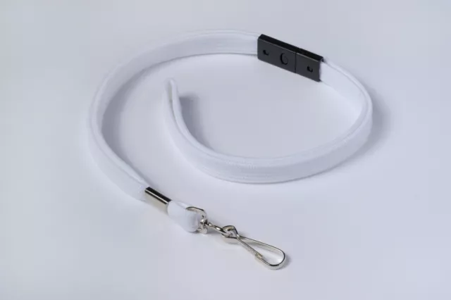 12mm plain breakaway lanyard with metal swivel hook - WHITE