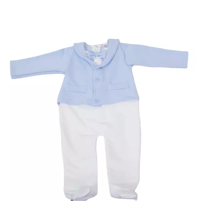 Baby Taufanzug Babyanzug Taufoutfit Strampler Baby Overall Taufe Gr.74 blau/weiß