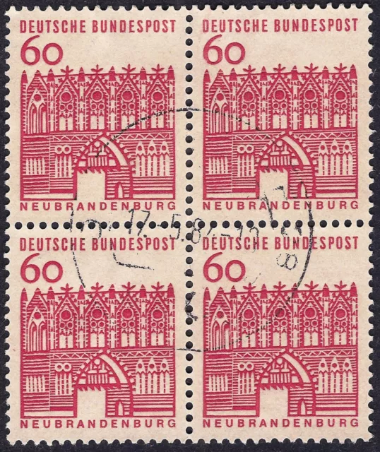 BRD Mi. 459 --- Viererblock mit zentralem Stempel