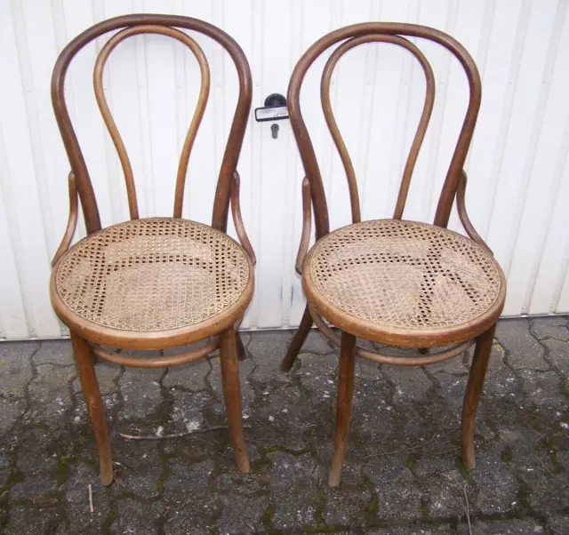 2 Stück Stühle / Stuhl  Bugholzstuhl mit Geflecht  vermutlich Thonet