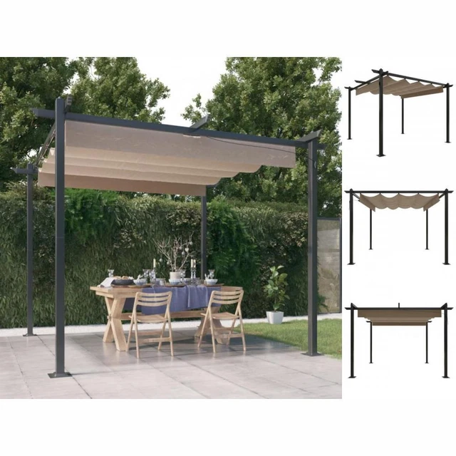 Pavillon Mit Ausziehbarem Dach 3x3 M Taupe Pergola Terrasse Garten
