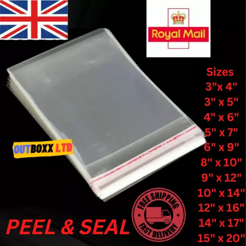 Clear Self Adhesive Bags OPP Cellophane Peel & Seal Garments sweet Transparent