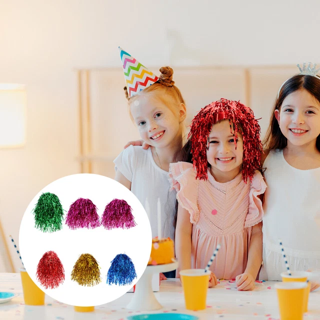 6 pz parrucca antipioggia pellicola in plastica per animali domestici bambino lucida festa orpello arcobaleno